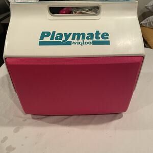 Vintage 1980's Igloo Playmate Cooler Teal and Pink Retro 16 Qt Lunchbox